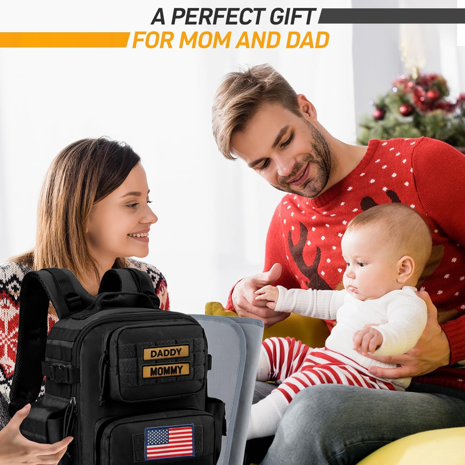 SHARKMOUTH Military Diaper Bag for Men: 40L Capacity with Changing Mat for Tactical Dads - 900D Military-Grade Polyester with MOLLE System for Work Commute/Hiking Camping Outdoor Activities (Black)