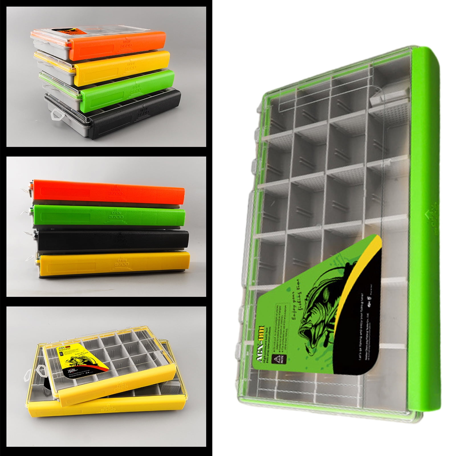 URTERYSER Fishing Tackle Box Portable Storage Trays Lures Organizers Storage Box Baits Separator Organizers with Removable Divider Green