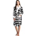 thumbnail image 1 of Safdie & Co. Polyester Bath Robe Sherpa Trim S/M White and Black Buffalo, 1 of 4