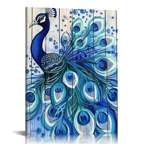 ONETECH Peacock Canvas Wall Art Peacock Prints Blue Picture Artwork for Bedroom Decor Ready to Hang