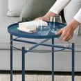 thumbnail image 6 of Cerbior Metal Tray End Table, Round Accent Coffee Side Table, Anti-Rust and Waterproof Outdoor Small Side Table, Indoor Modern Sofa Side Table Bedside Table for Living Room Bedroom (Deep Blue), 6 of 8