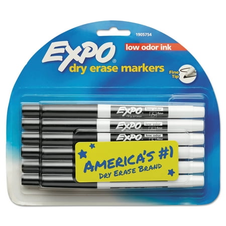 EXPO Low Odor Dry Erase Marker, Fine Point, Black, Dozen