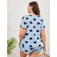 thumbnail image 2 of Conjunto de 3 piezas de pijama de corazón para mujer, talla grande, playera corta, ropa de dormir con máscara de ojos Azul 4XL Extra amplio Azul 4XL Extra amplio Xishao ropa, 2 of 2
