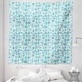 thumbnail image 1 of Beach Tapestry, Marine Surf Fun Design in Tribal Ornamental Style in Aqua Color Palette, Fabric Wall Hanging Decor for Bedroom Living Room Dorm, 5 Sizes, Seafoam Teal and White, by Ambesonne, 1 of 1