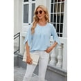 thumbnail image 5 of XCHQRTI Womens Chiffon Blouse Ruffle 3/4 Sleeve Tops Casual Solid Color Crewneck Tshirts, 5 of 8