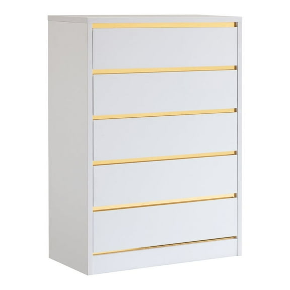 Furniture of America Kaol Modern Wood 5-Drawer Chest in White