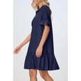 thumbnail image 3 of Merokeety Womens Casual Shirt Dress Button Down Ruffle Sleeve Shift Mini Dresses with Pockets Navy XL, 3 of 9