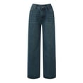 thumbnail image 5 of YDFCWXW Women Y2k Low Rise Baggy Jeans Loose Fit Boyfriend Straight Wide Leg Jeans Trendy Stretch Long Denim Pants Dark Blue, XS, 5 of 9