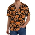 thumbnail image 1 of Balery Halloween Pumpkins Camisa Casual de Manga Corta con Botones para Hombre, Texturizada, Estilo Cubano, para Playa, Verano-4X-Large, 1 of 5