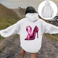 thumbnail image 5 of Women's Round Neck Hooded Sweatshirt Long Sleeved Cancer Survivor Hoodies Casual Pink Ribbon Printed Shirts Trendy Pullover Tops, 5 of 7