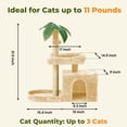 thumbnail image 3 of Mudie 31.5" Cat Tree Cat Tower for Indoor Cats with Green Leaves, Cat Condo Cozy Plush Cat House with Hang Ball and Leaf Shape Design, Cat Furniture Pet House with Cat Scratching Posts,Beige, 3 of 9