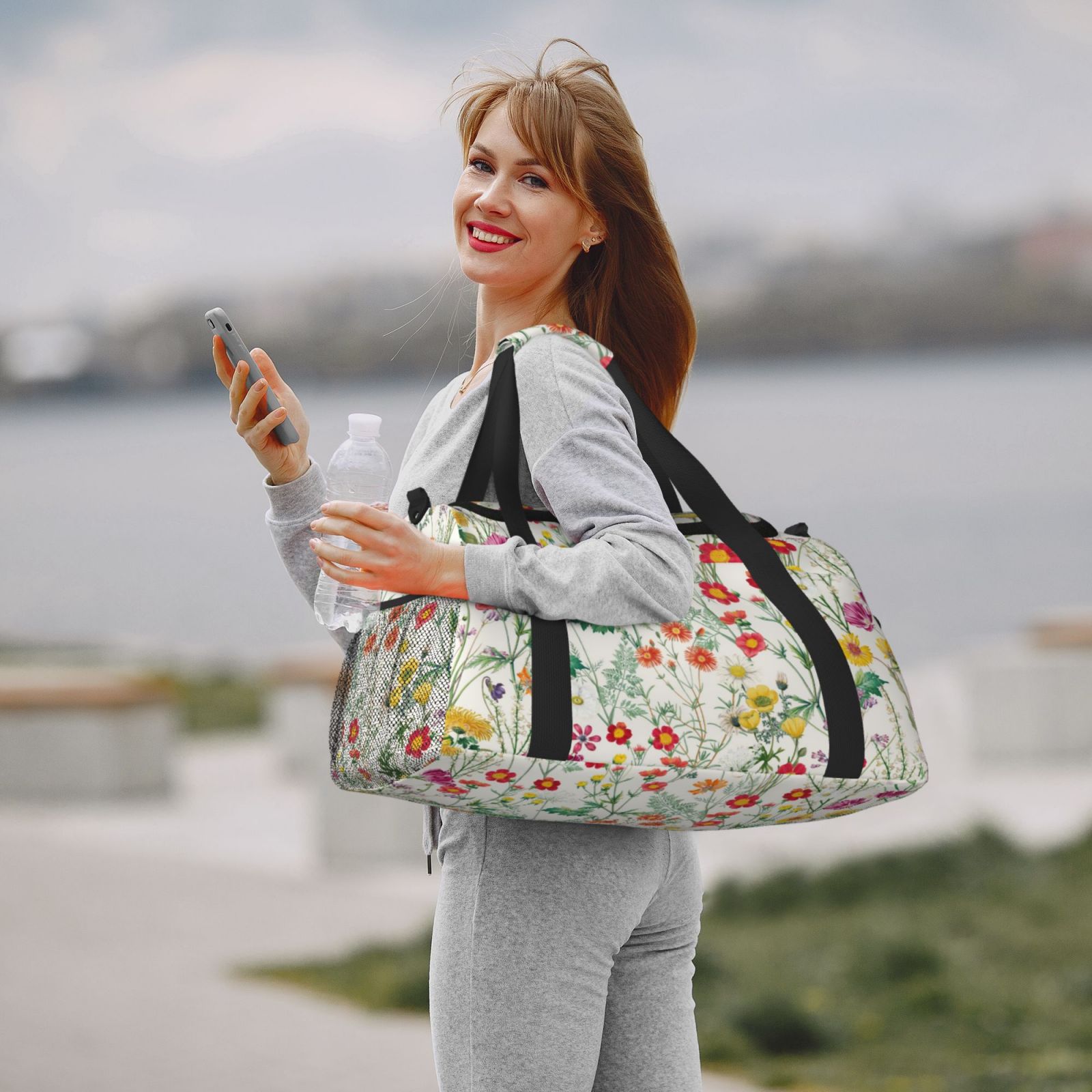 Fuzoiu Spring floral Print Travel Duffle Bag,Carry On Tote Bags,Duffel Bag,Sport Gym Bag, Hospital Bag for Labor and Delivery, Overnight Bag,Luggage Bag