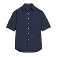 thumbnail image 5 of OIOLOYJM Shirts for Men Casual Cotton Button Down Shirts Summer Short Sleeve Collared Relaxed Fit T-Shirts Dressy Vacation Blouses Navy M, 5 of 5