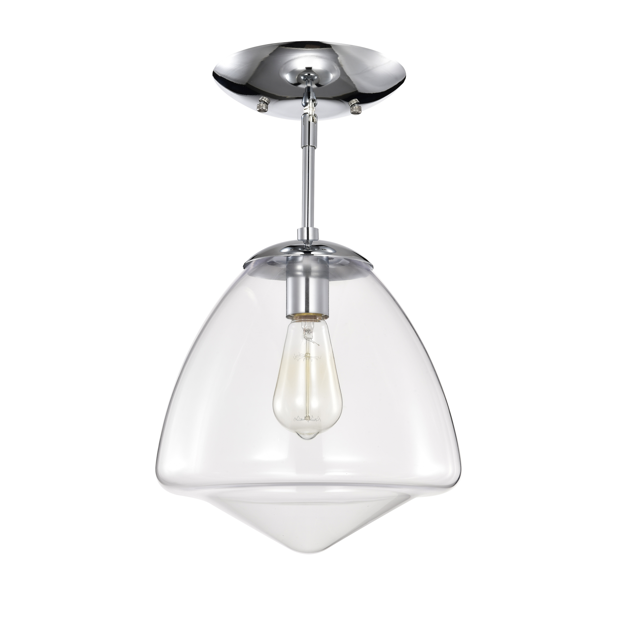 Zylo 11 in. 1-Light Indoor Chrome Finish Semi-Flush Mount Ceiling Light