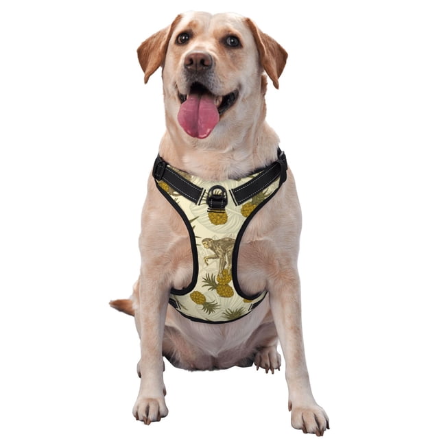 Fotbe Monkeys and Pinealpples Arnés para Perro con Estampado –Chaleco Ajustable Acolchado con Asa de Control para Perros Grandes-Small