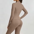 thumbnail image 4 of KTFgvq Womens Sweatsuits 2 Piece Set, Zip Up Mock Neck Long Sleeve Jacket, High Waisted Bootcut Yoga Pants Athletic Track Suit, Khaki M, 4 of 6