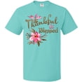 thumbnail image 3 of Inktastic Thankful and Blessed Inspirational Saying with Pink Flowers T-Shirt, 3 of 5