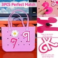thumbnail image 4 of CHUNTIAN Mtiy rain 3pcs Charms for Bogg Bag Accessories,Pink Letter and Flower Charms Compatible with Bogg Bag, Accessories Charms for Simple Modern Beach Bag (K), 4 of 7