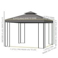 thumbnail image 3 of Outsunny 10' x 10' Patio Gazebo Outdoor, Canopy Shelter with Double-tier Roof, Pavilion Sidewalls for Garden Events, Brown, 3 of 8