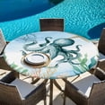 thumbnail image 6 of Octopus Coastal Round Tablecloth, Fitted Table Cover with Elastic for 36"-44" Round Tables, Summer Beach Nautical Starfish Compass Table Cloth Outdoor Indoor Dinning Party Waterproof Tablecloths, 6 of 7