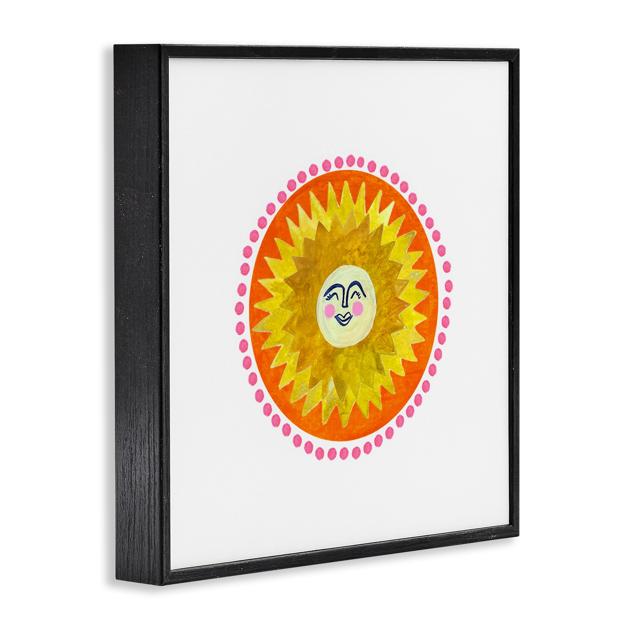 Stupell Industries Yellow & Orange Smiling Sun Black Framed Giclee Art, design by Katherine Herrell Studio