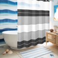 thumbnail image 5 of No Hook Shower Curtain, Black Grey Stripe Shower Curtains for Bathroom with See Through Top Window, Modern Art Horizontal Striped Waterproof & Washable Bath Curtain Extra Long 72"x96", 5 of 9
