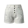 thumbnail image 4 of Women's High Waisted Distressed White Denim Shorts Button Fly, 4 of 8
