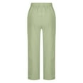 thumbnail image 5 of SELONE Green Womens Loose Pants Lounging Pants Plus Size Lounge Pants Cotton Linen Cropped Trouser Casual Long Beach Pants Pull on Solid Straight Lightweight 3XL Tall Breathable Summer Clothes, 5 of 5
