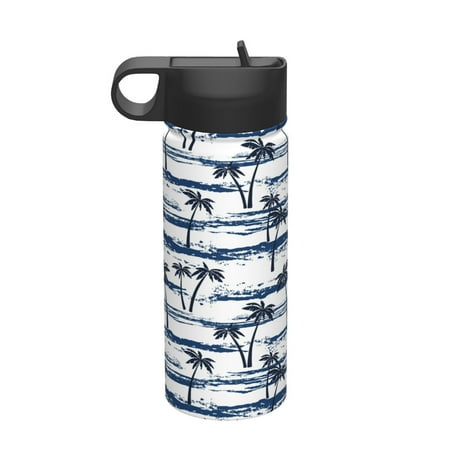 

Uemuo Retro Coconut Tree Print 18oz Sports Insulated Kettle Water Bottle Outdoor Sports Bottle Insulated Hydration Bottle with Handle & Flip Straw