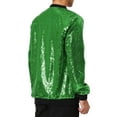 thumbnail image 3 of Unique Bargains Men's Long Sleeves Sequin Varsity Zipper Bomber Jacket XL Light Green, 3 of 6