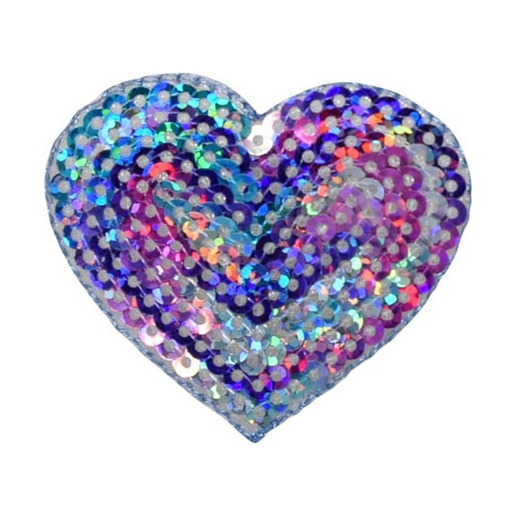 Multicolor - Valentine Sequin Heart - Medium - 1.75" - Iron on Embroidered Patch