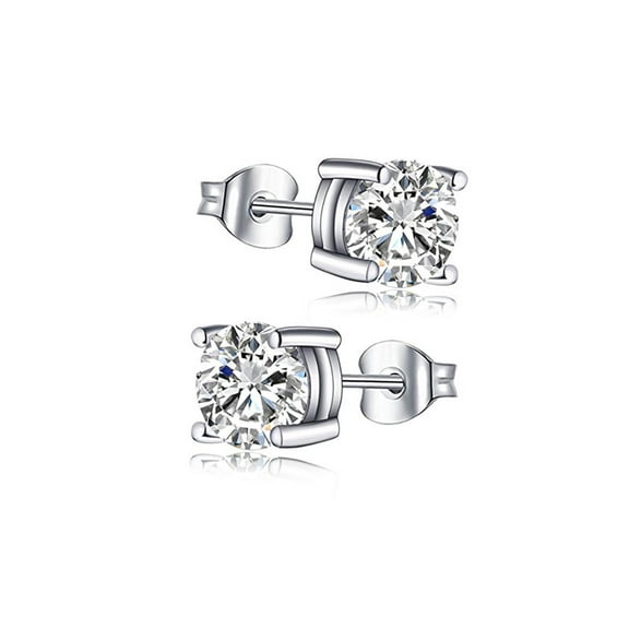 Paris Jewelry Gold 4MM Cubic Zirconia Stud Earrings Plated