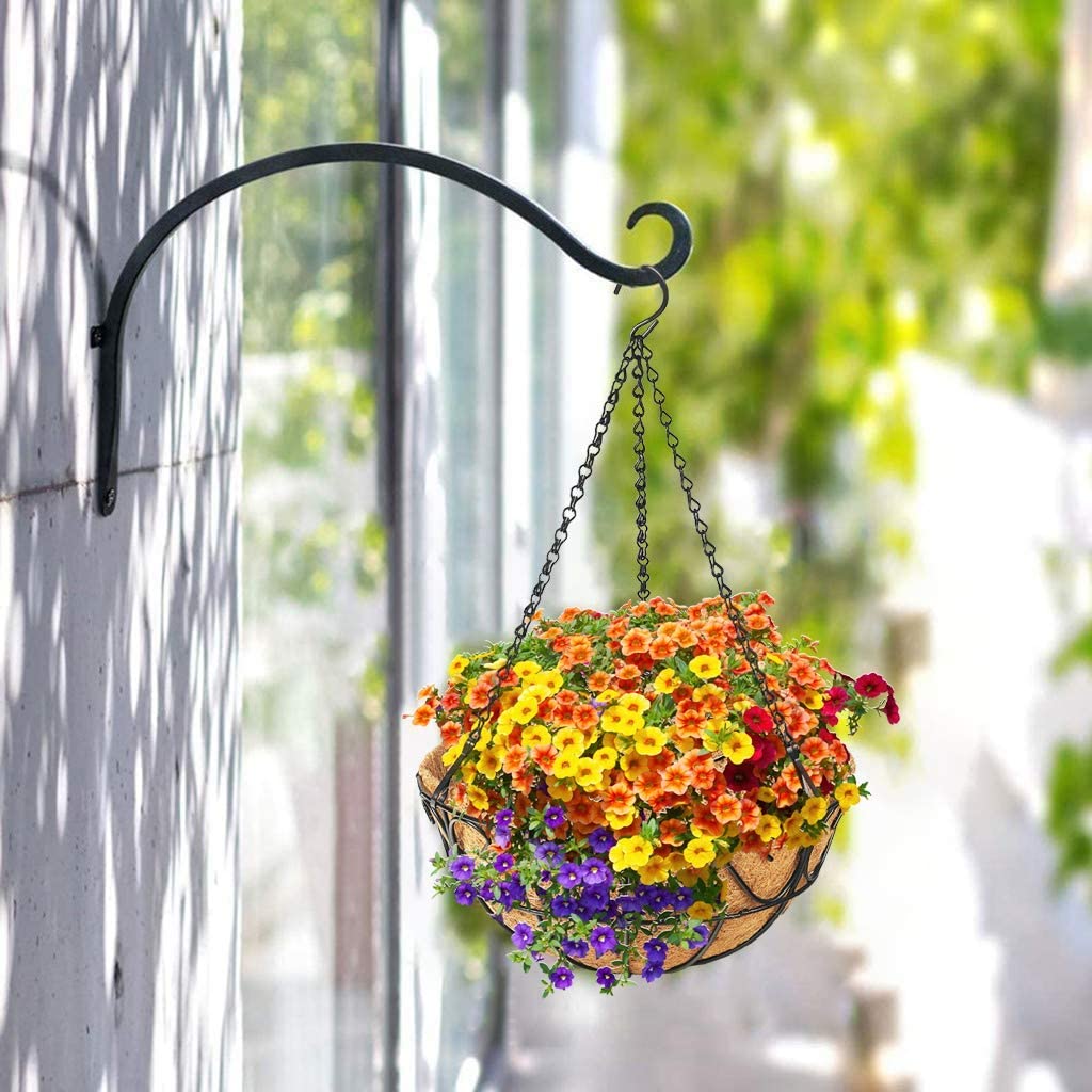 Windfall Metal Hanging Planter Basket with Coco Coir Liner Round Wire Plant Holder with Chain Porch Decor Flower Pots Hanger Garden Decoration Indoor Outdoor Watering Hanging Baskets - image 4 of 7