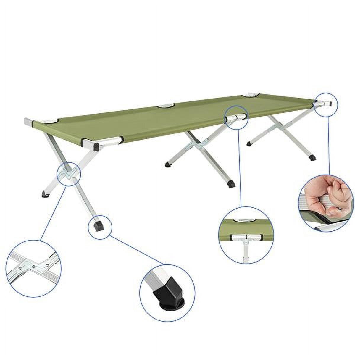 Portable Folding Camping Cot Lightweight Aluminum & Oxford Material With Carrying Bag For Outdoor Camping