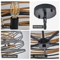 thumbnail image 5 of 24" Rustic Industrial Pendant Light,6-Light Black and Walnut Metal Cage Chandelier with Wood Accents for Dining Room (No Bulbs), 5 of 6