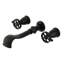 Kingston Brass KS5020RKX Webb Two-Handle Wall Mount Roman Tub Faucet with Knurled Handle, Matte Black