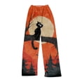 thumbnail image 3 of Halloween Womens Flannel Pajama Pants Cute Patterned Jogger Cinch Bottom Casual Wide Leg Sweat Pants with Pockets, 3 of 6