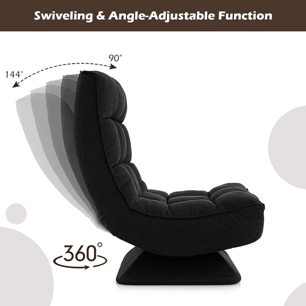 Finihen Swivel Floor Chair, 5-Level Adjustable 360Â° Swivel Floor Chair with Massage Pillow, Recliner Chair for Relaxing Reading Gaming TV Watching, Black