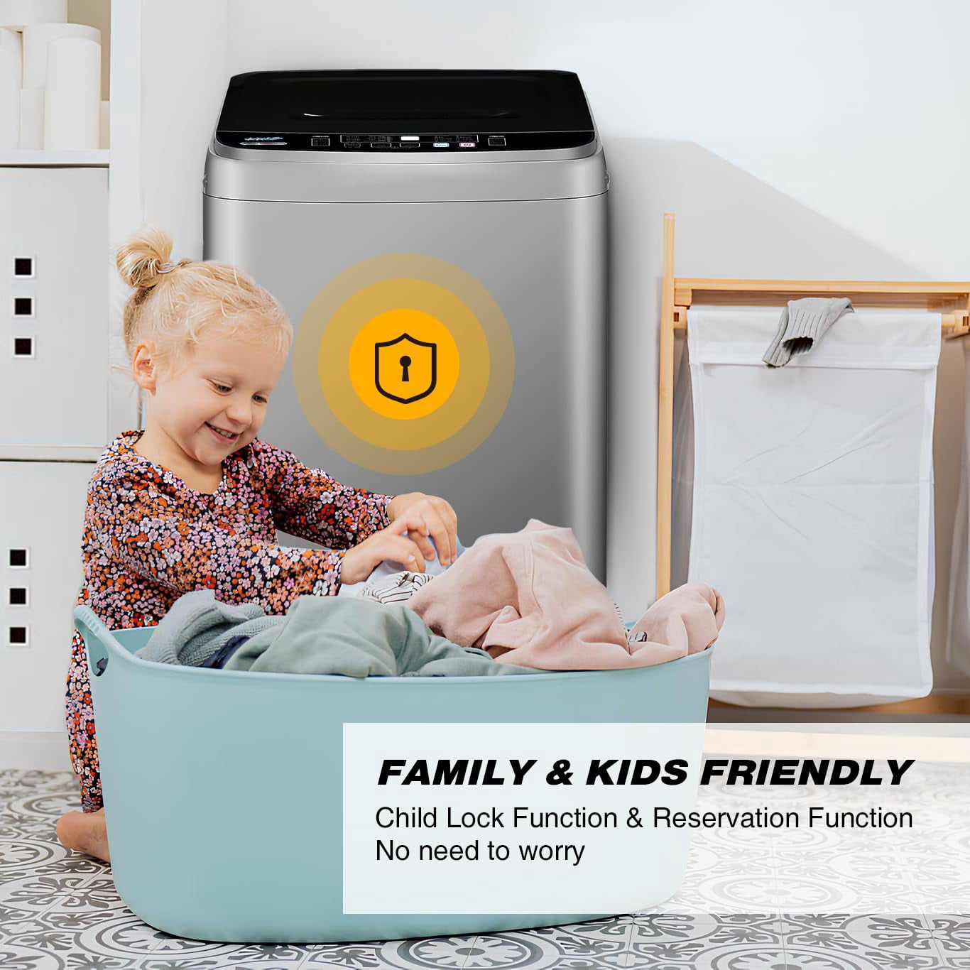 Portable Washing Machine 2.0 Cu.Ft. Full-Automatic Compact Washer Machine for Apartment, 10 Wash Program Small Portable Washer for Dorm, Apartment, RV, Home, Silver