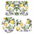thumbnail image 2 of Summer Lemon Bathroom Rugs Set Bees Leaf Purple Flowers Watercolor Non Slip Absorbent Soft Bath Mats 3 Piece Set with Bathroom Rug, U-Shaped Floor Mat, Toilet Seat Cover Small Size, 2 of 9