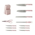 thumbnail image 6 of Basic Essentials 12 Piece Stainless Steel Kitchen Knife Set with Wood Block, Pink, 6 of 13