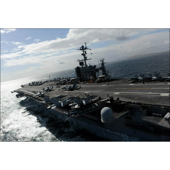 24"x36" Gallery Poster, aircraft carrier USS John C. Stennis (CVN 74) strait transit sim