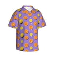 thumbnail image 3 of Xecao Yellow Lemon And Orange print Hawaiian shirt - a stylish short-sleeve button-down for men, perfect for casual beach and tropical outings., 3 of 9