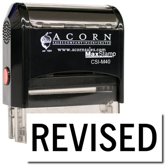 Large Self-Inking Revised Stamp with Burgundy Ink