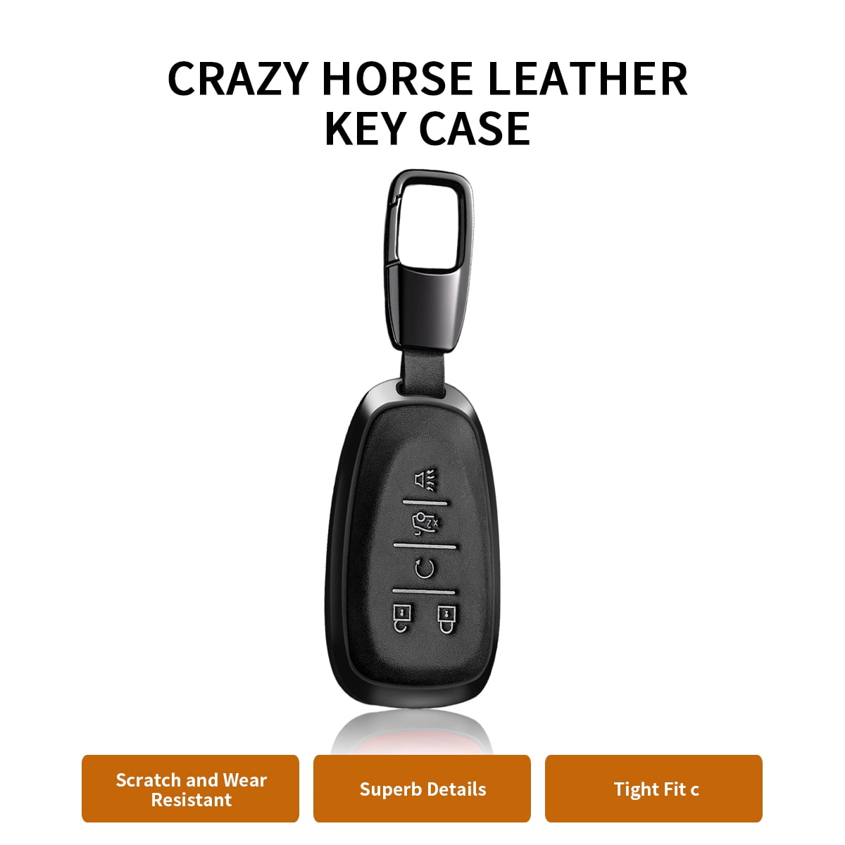 For Key Fob Cover Leather Car Compatible for 2016 2017 2018 2029 2020 2021 Equinox Malibu Camaro Cruze Blazer Sonic Volt Traverse Trax 5 Button Key Case-G Style
