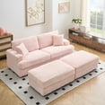 thumbnail image 2 of 88.58" Corduroy Sofa,Extra Deep Seat Couch with Double Storage & Pillows,Comfy Upholstered Oversized Loveseat Sofa Couch for Living Room,Office,Pink, 2 of 7