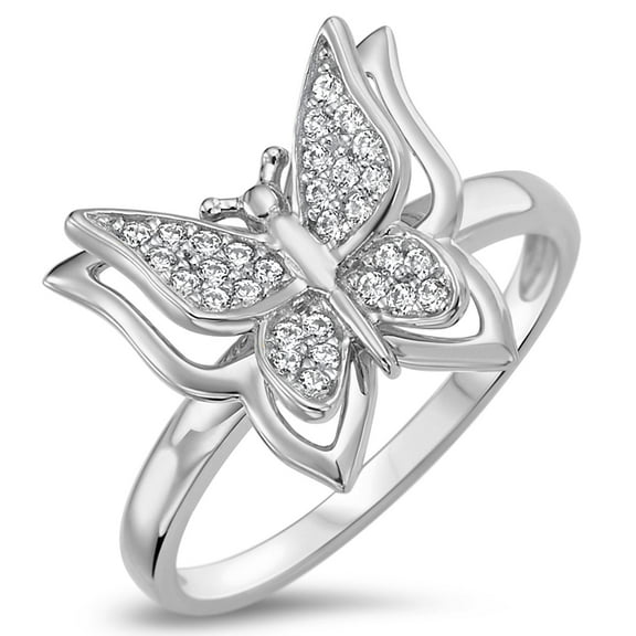 Sterling Silver 925 Women's Butterfly Ring