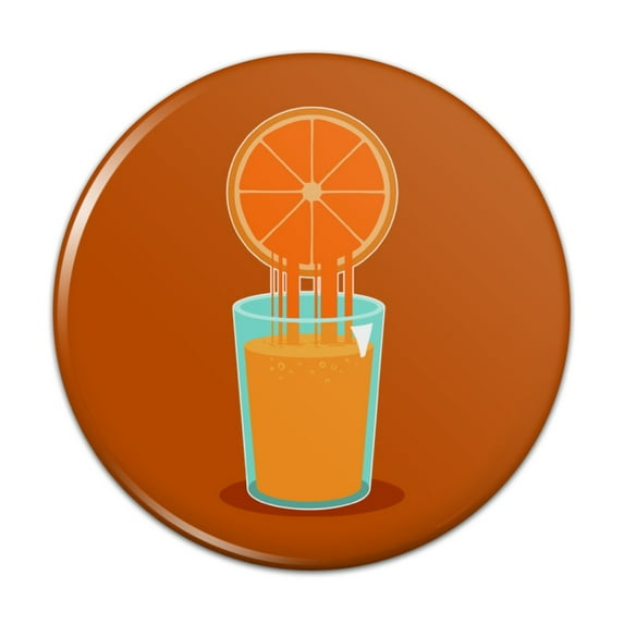 Glass of Orange Juice OJ Pinback Button Pin