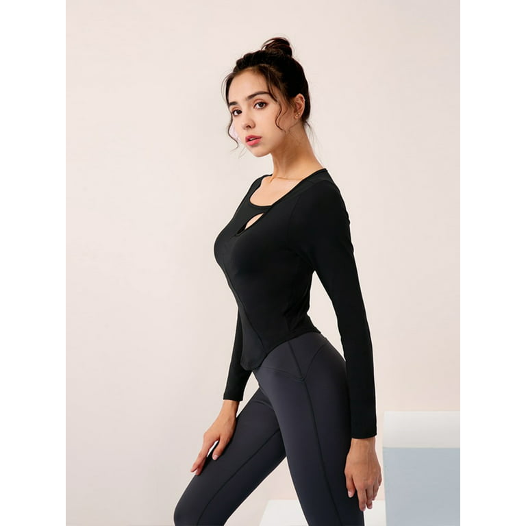 Sexy Women Long Sleeve Yoga Shirts Sport Top Jogging Fitness Gym Sportswear  Running T-shirt Solid Tight Blouse Workout Push Up - AliExpress