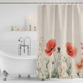 thumbnail image 4 of Elegant Poppy Waterproof Fabric Shower Curtain,Spring Florals Pastoral Watercolor Rustic Waterproof Fabric Shower Curtain for Bathroom Curtains Bathtubs Shower Curtains with 12 Hooks Stall 48x72in, 4 of 8